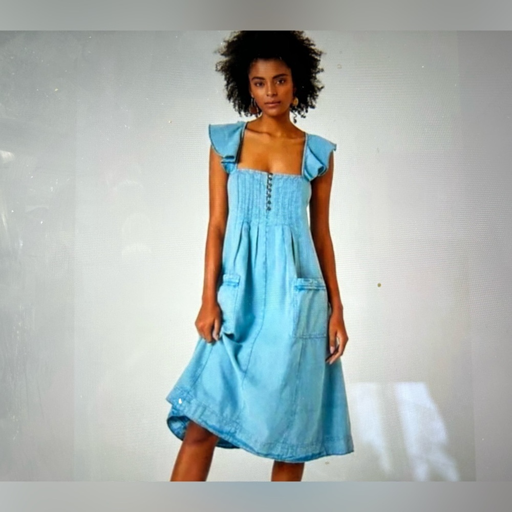 Anthropologie boho denim dress Lp